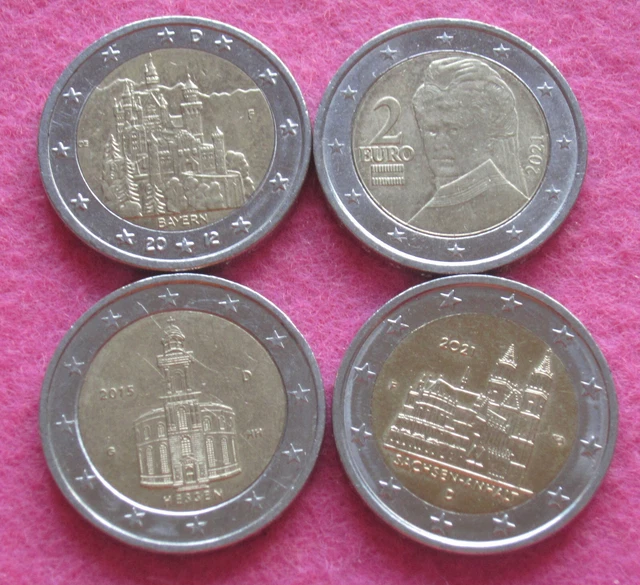 Münzen, 4x 2€, Euro, Sondermünzen, Umlaufmünzen, Konvolut, Lot (2705)