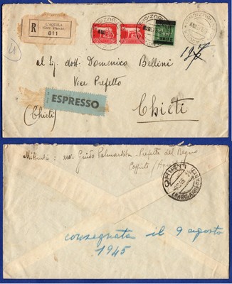 SU BUSTA X SANT' ANASTASIA 1945 515 quartina posta militare 50 C 