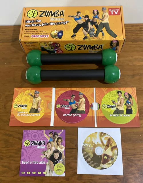 ZUMBA Fitness Exhilarate 5 DVD Discs 6 Workouts & Toning Sticks