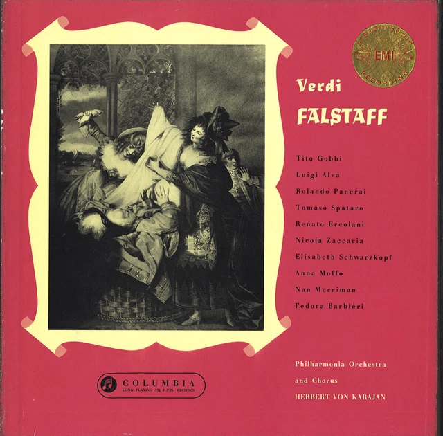 3LP COLUMBIA SAX-2254 S/C VERDI Falstaff GOBBI ALVA PANERAI SCHWARZKOPF KARAJAN