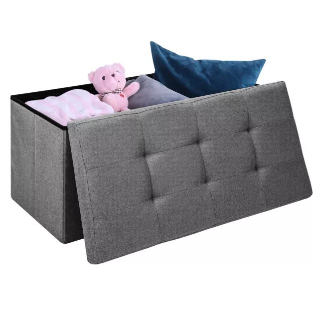 Ottoman Storage Seat Stool Trunk Toy Chest Bedding or Blanket Box Folding Bench