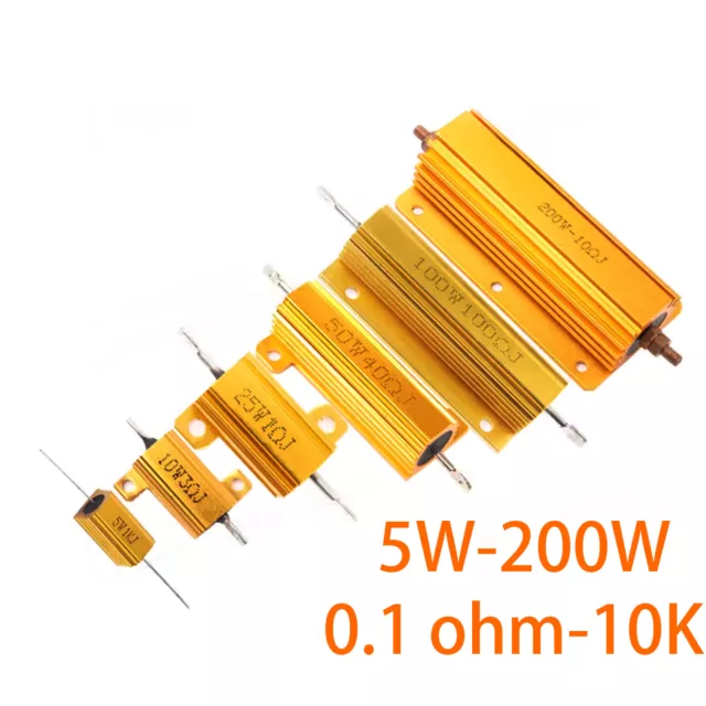 5W/10W/25W/50W/100W/200W Golden Aluminium Load Resistor Wirewound Various Value