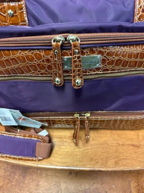 New Samantha Brown Classic Drop Bottom Satchel With Purple / Camel 3