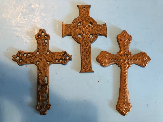 3 Pc Set, 7.5”-10”, Cast Iron Cross Assortment, Farmhouse Christian Wall Decor