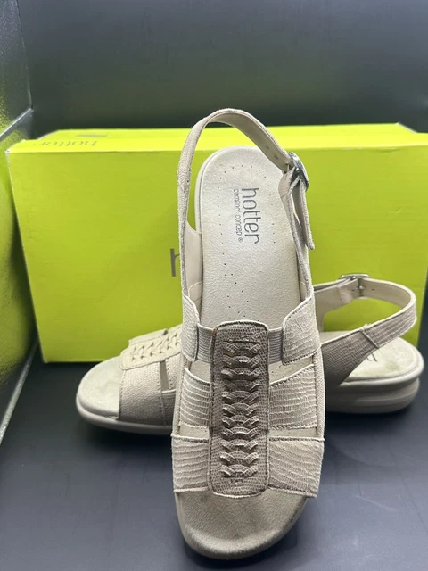 HOTTER CANDICE COMFORT Sandals Shoes Ladies UK 4.5 Beige Leather Buckle Open Toe 22.99 PicClick UK