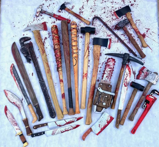 REALISTIC PU FOAM BLOODY Weapons Tools Halloween Horror Movie