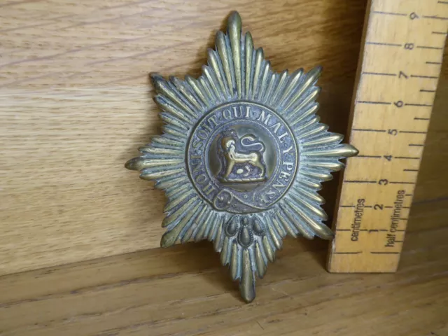Victorian Worcestershire Regiment helmet plate badge -  10.3cm Tall . QVC badge