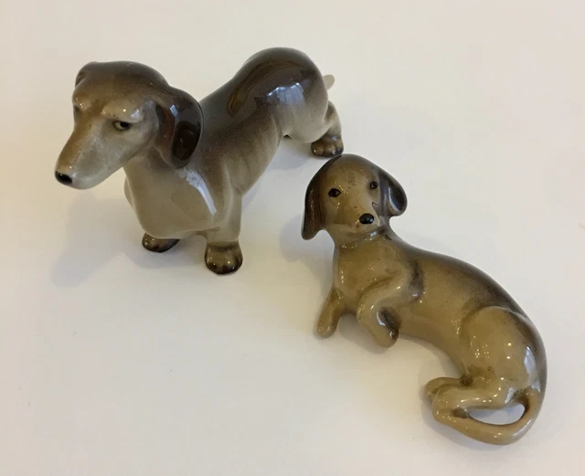 Dachshunds (Sausage Dogs), Long, Porcelain, WR Midwinter, Vintage, Set of Two