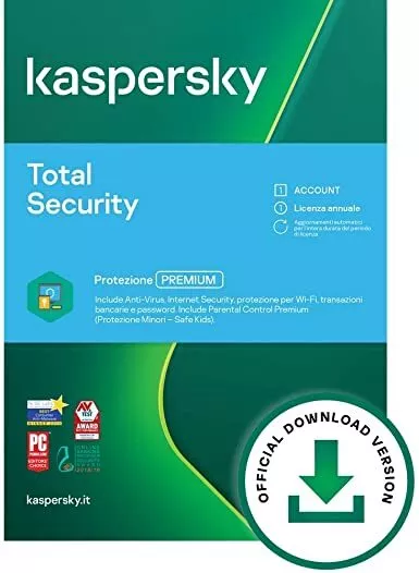 Kaspersky Total Security 2024 5 Dispositivi 1 ANNO incl. Antivirus UE IT