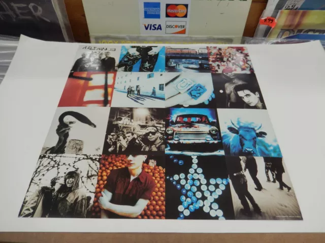 U2 Achtung Baby Bono Edge RARE Promo Poster Flat NEW ORIGINAL VINTAGE '91 SCARCE