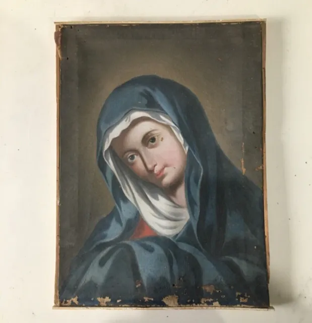 SETTECENTO Madonna olio su tela  tutto originale con iscrizione