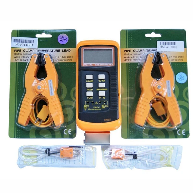 "Industrial Grade Dual Channel K Type Digital Thermocouple Thermometer 6802 II"