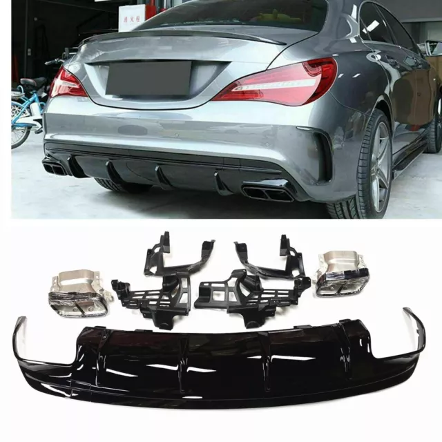 Per 2013-19 2014 Benz W117 CLA200 CLA250 CLA45 diffusore posteriore + terminali + supporti