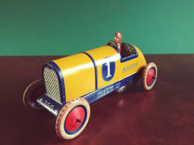 Seltener 1920er Lehmann Autohutte GALOP Rennwagen Blechspielzeug Tin Toy 2