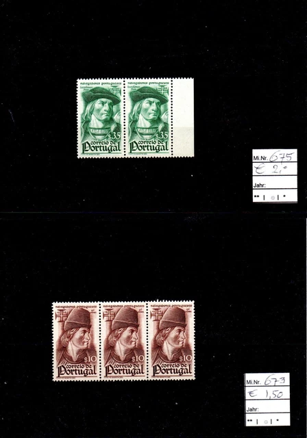 Briefmarken Lot aus Portugal - Postfrisch Mi. 673 + 675 dreier und zweier Paar
