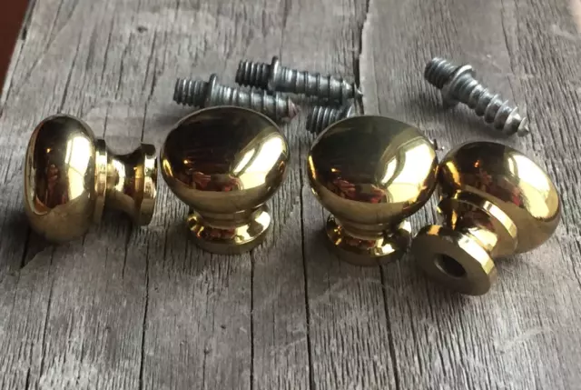 Lot 4 Small 5/8" Brass Round Knob Pull Handle Barrister Cabinet Book Case Drawer