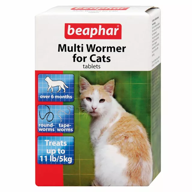 Beaphar Multiwormer Cat Kitten Wormer 12 Tablet Round & Tape Worm Treatment