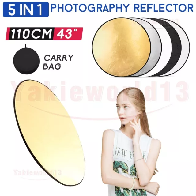 43" 110cm 5 in 1 Photography Light Multi Collapsible Reflector Photo Disc Kit AU