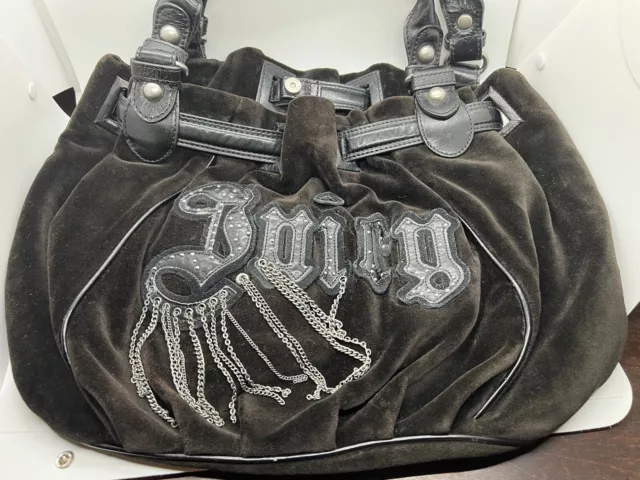 Vintage Juicy Couture Bag Black Velvet Purse Y2K