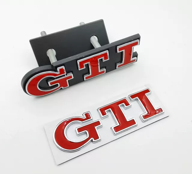 Red GTI Metal Front Grille Badge+ Liftgate Emblem Kit for VW Golf Polo Mk5 Mk6