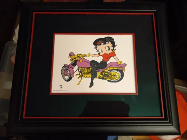 Fine Art Images Sericel 1999 Betty Boop On Motorcycle  Professionally Framed