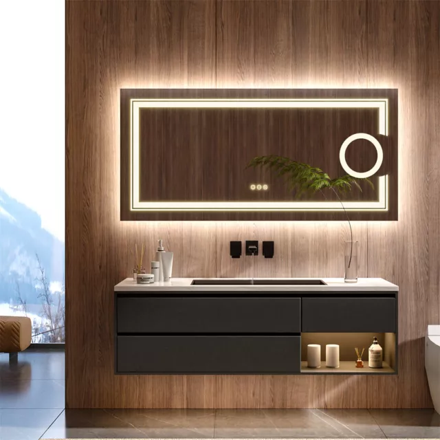 Untra Slim Illuminated LED Bathroom Mirror 3X Magnifier 1200x600*800mm 700*900mm