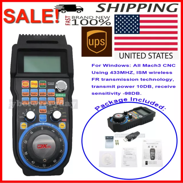 CNC MACH3 Wireless Electronic Handwheel 4-Axis Manual Controller Handle MPG