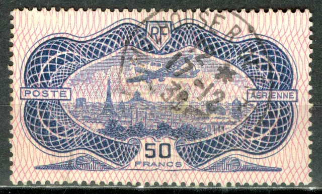 France, timbre poste aérienne N° 15 "burelé", oblitéré, TB