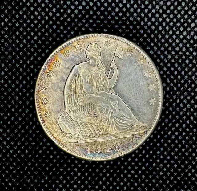 1848- O Seated Liberty Half Dollar! UNC Details Toned Very Rare This Nice!!