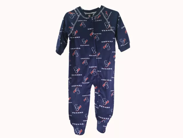 Houston Texans NFL Apparel Baby Infant Size Pajama Sleeper Bodysuit With Tags