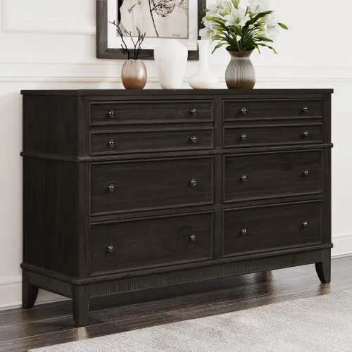 6 Drawer Dresser Solid Wood Chest of Drawers Large Storage Cabinets for Bedroom 3