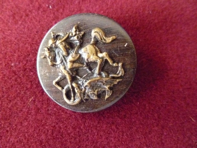bouton ancien Bois et decor metal chevalier 27 mm antique button