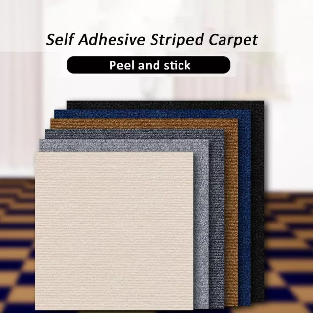 30 x 30cm Self Adhesive Carpet Floor Tiles Anti-Slip DIY Easy to Peel and Stick 2