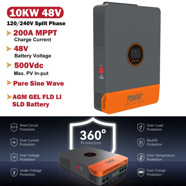1KW 48V 120-240V Split Phase Solar Hybrid Inverter 200A MPPT Charger ...