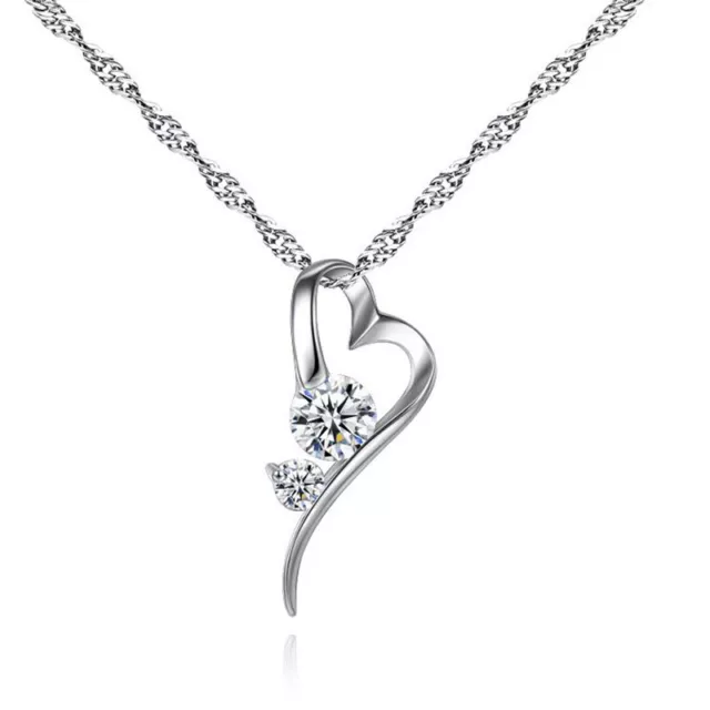 Collana Donna Cuore Argento Ciondolo Swarovski Catenina Ragazza Lov Coppia Regal