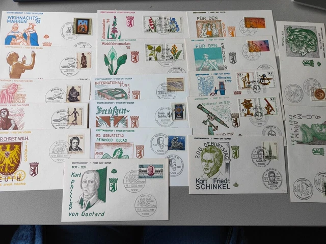 Berlin 18 verschiedene FDC unbeschrieben ungeschlossen alle 1981