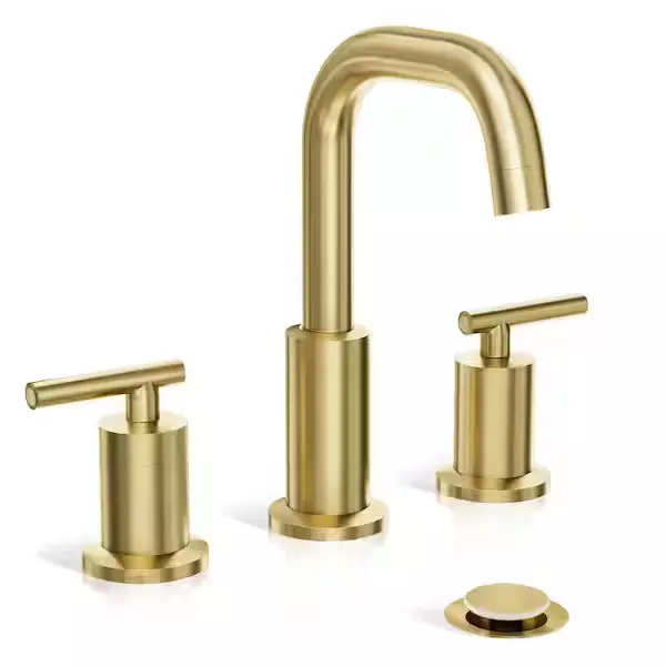 High Arc 10" Brushed Gold Widespread Bathroom Faucet Lavatory 1/4 Turn Handles