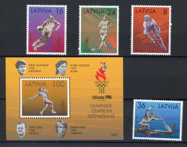 [1367] Latvia 1996 olympics good set very fine MNH stamps + sheet