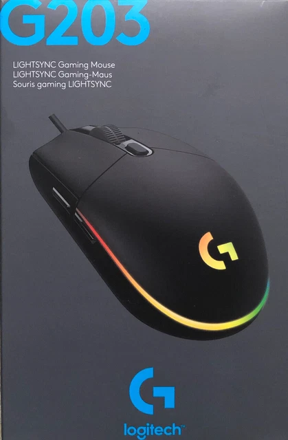 Logitech G203 Gaming-Maus LIGHTSYNC RGB-Beleuchtung 8.000 DPI 6 Tasten Schwarz