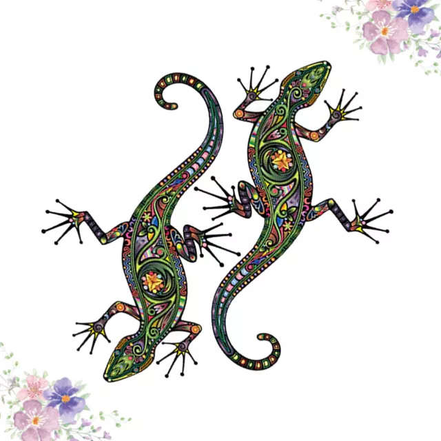 2 Pcs Funny Gecko Sticker Household Decor Dining Room Wall Decal