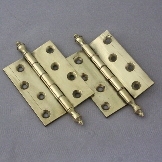Pair Early 1900s 4'' Brass Hinges