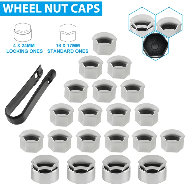 4x Black Locking Wheel Nut Covers For Vauxhall Astra, Mokka, Insignia, Zafira – Tough & Dustproof