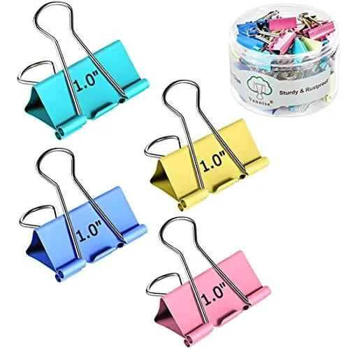 Binder Clips, 48 Pack Small Binder Clips, 1 inch Colored Binder