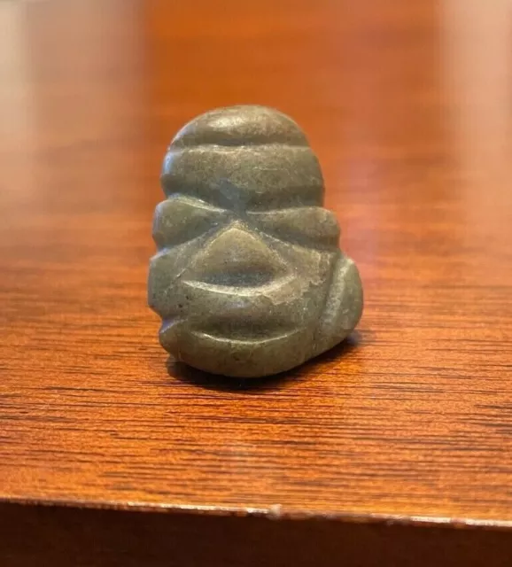 Pre-Columbian Jade Olmecoid Face Pendant