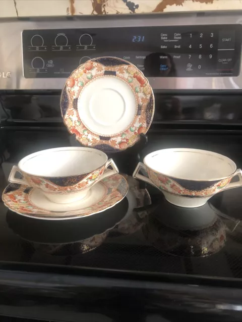 MYOTT SON & CO Made in England Set of 2 Bowls CORONA Floral Pattern Vintage