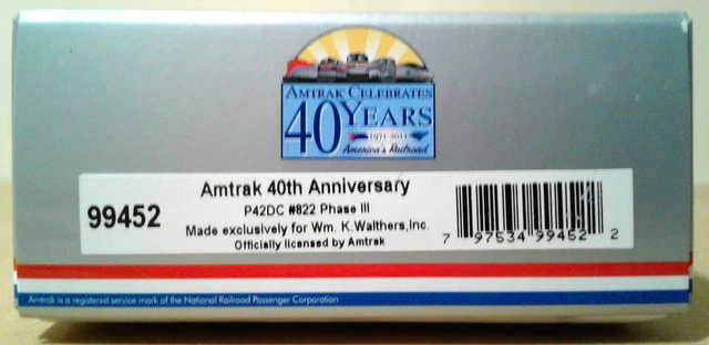 Ho Scale Athearn Rtr Amtrak P42 1971-2011 "Anniversary" #822 99452