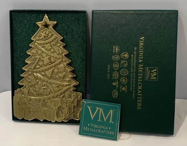 NIB Virginia Metalcrafters Brass Third Christmas Trivet 1997 Christmas Tree WOW