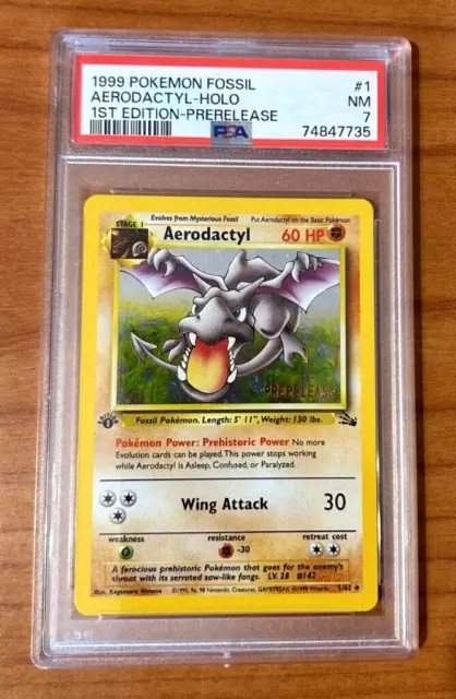 1999 Pokemon Fossil AERODACTYL #1 1ST EDITION HOLO RARE - CGC 6.5