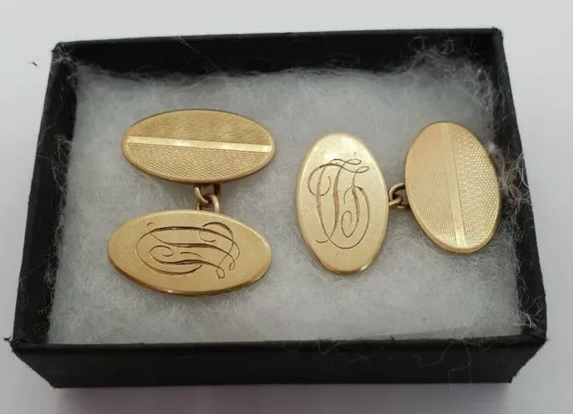 Oval Antique 9Ct Gold Cufflinks