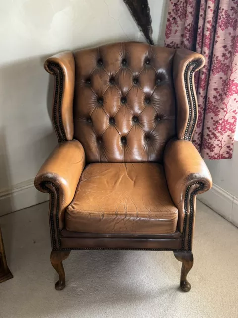 leather wing back chair